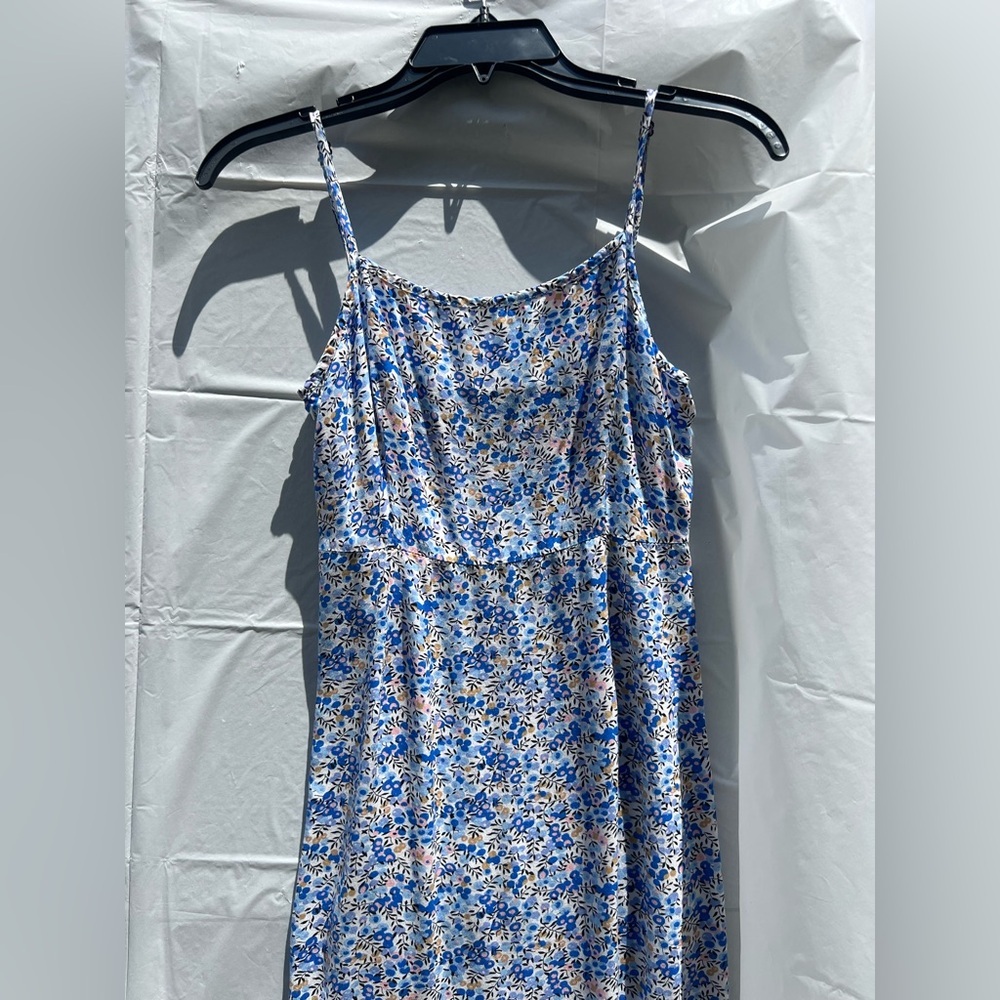 SHEIN Blue and White Spaghetti Strap Sundress